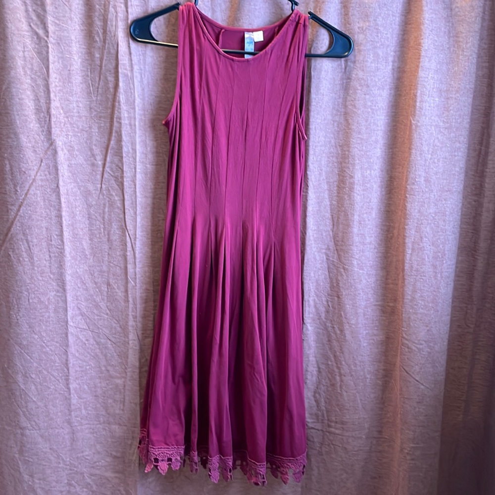 Maroon Lace Trim Dress